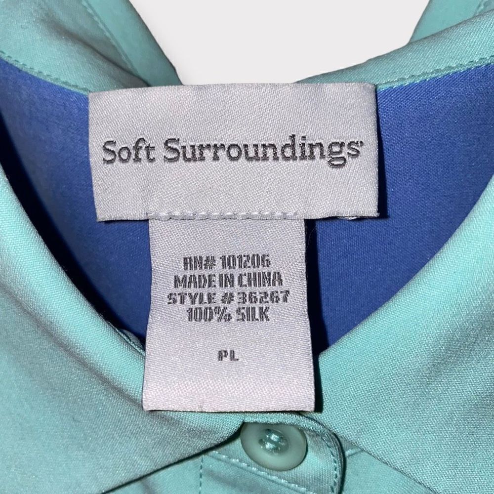 Soft Surroundings Cool Toned Silk Button Down Top - Picture 4 of 4